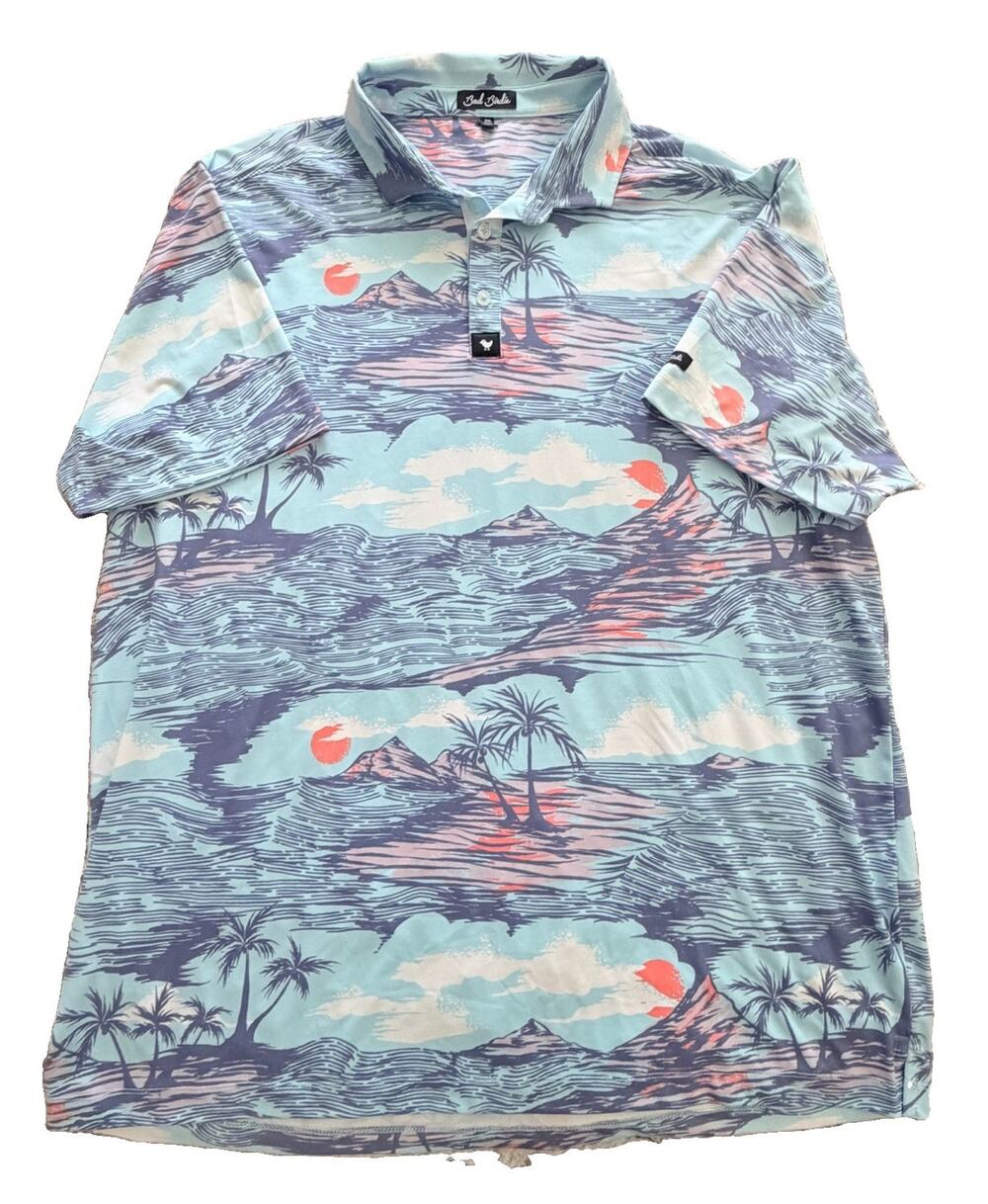 Bad Birdie Mens Polo Pardon My Eruption Golf Shirt 2XL Hawaiian Volcanoes